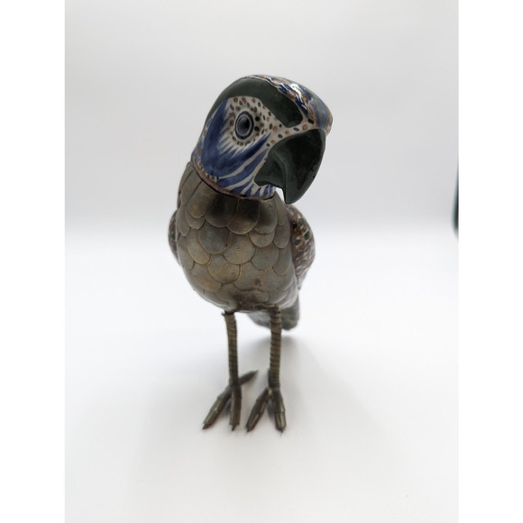 MCM Sergio Bustamante Mixed Metal and Ceramic Parrot Sculpture 7" - Picture 2 of 6